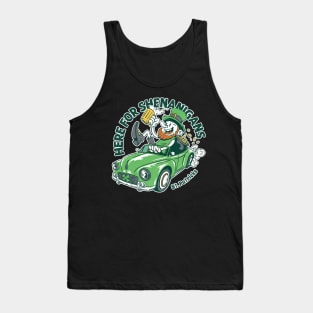 Here for Shenanigans Leprechaun Driving Car for St Patrick's Day Tank Top